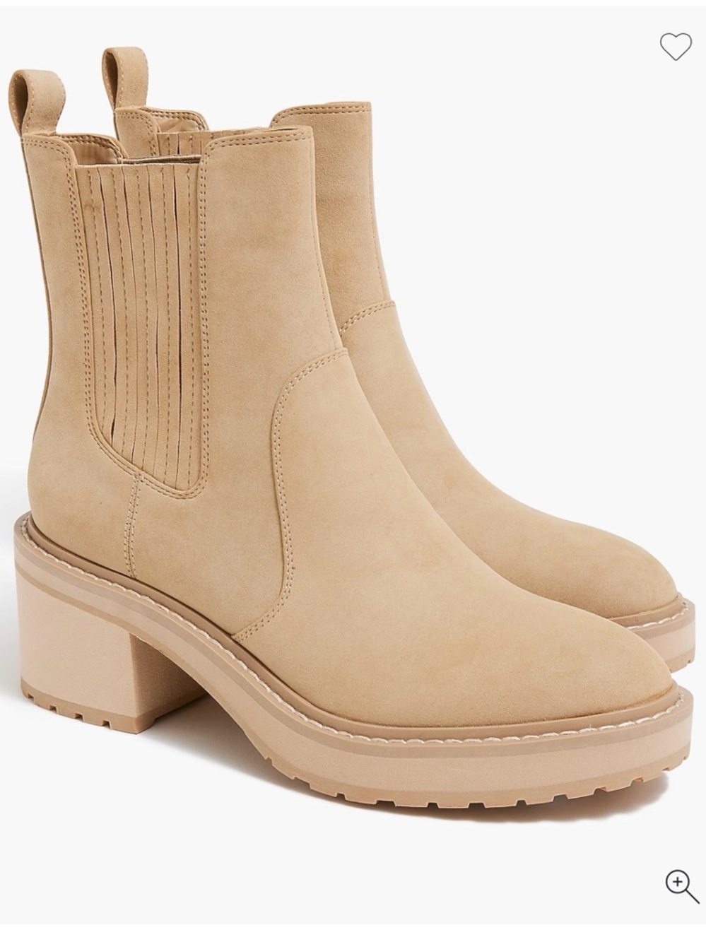 J. Crew Factory Beige Chunky-Heel Chelsea Boots